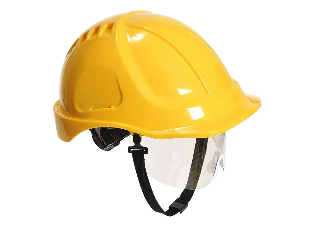 Casco di protezione con visiera integrata regolazione a cricchetto 56 63 cm sottogola incluso