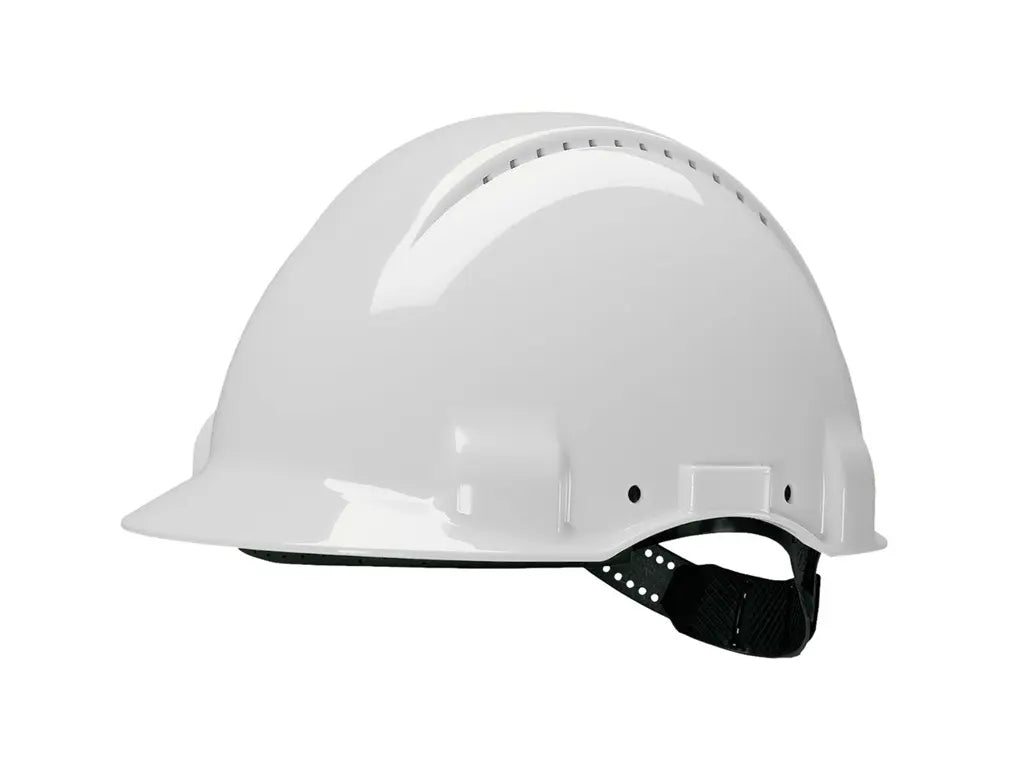 Elmetto 3M G3000 con bardatura reversibile 180° per spazi ristretti. Colore Biaco