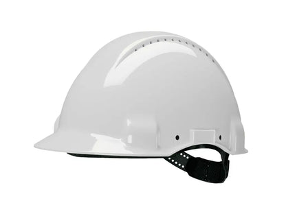 Elmetto 3M G3000 con bardatura reversibile 180° per spazi ristretti. Colore Biaco