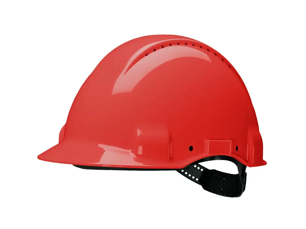 Elmetto 3M G3000 con bardatura reversibile 180° per spazi ristretti. Colore Roso