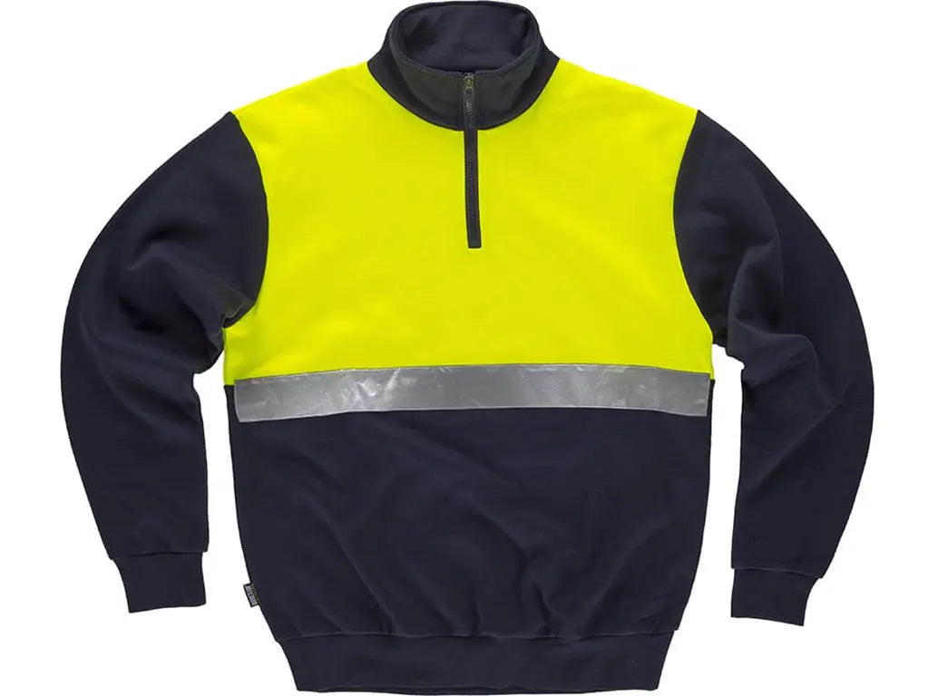 Felpa alta visibilità bicolore con banda rifrangente e mezza zip – PWSTORE