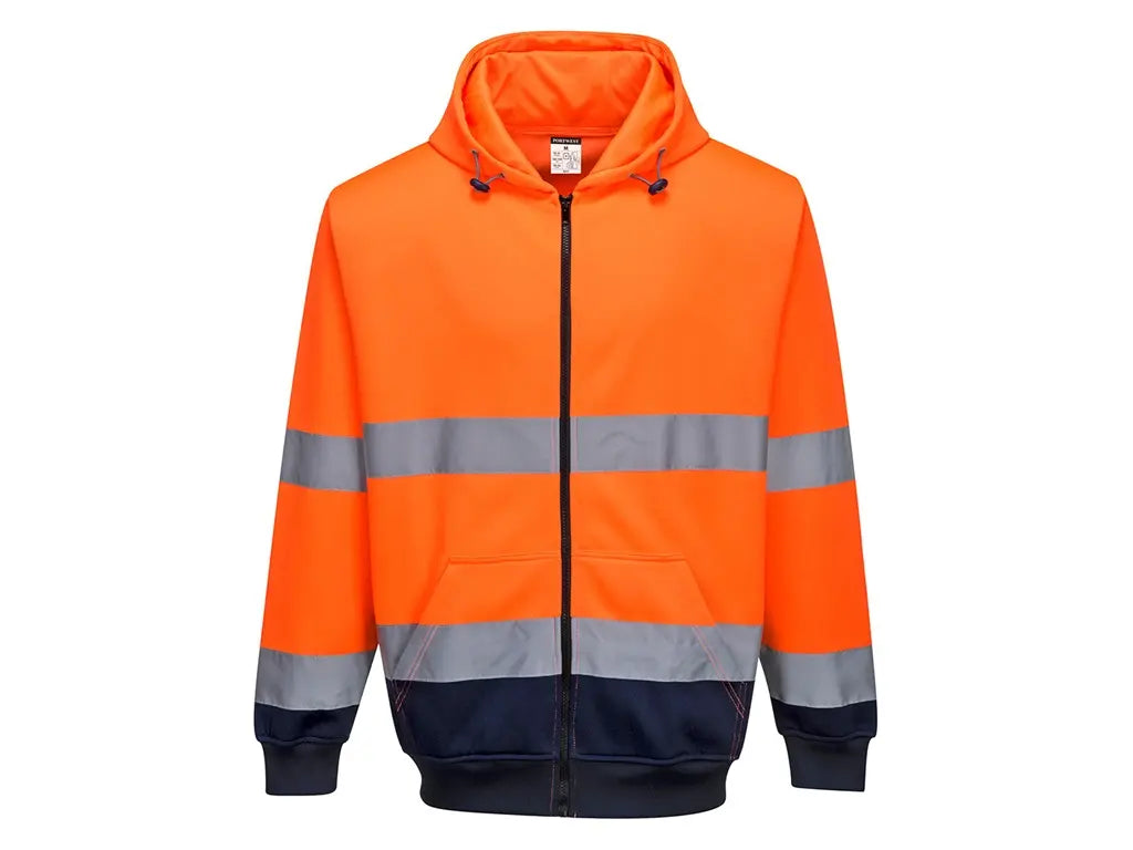 Felpa alta visibilità Portwest B317 arancione blu Classe 3 con cappuccio