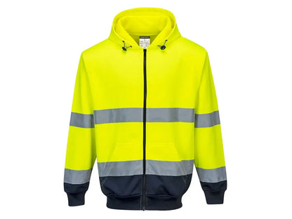 Felpa alta visibilità B317 giallo blu con zip e cappuccio EN ISO 20471 Classe 3