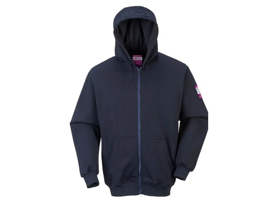 Felpa ignifuga multinorma FR81 Modaflame blu navy con cappuccio e zip per arco elettrico