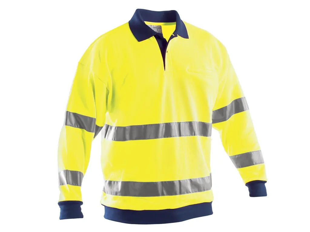 Felpa HV classe 3 con collo polsi e girovita elasticizzati blu e taschino al petto