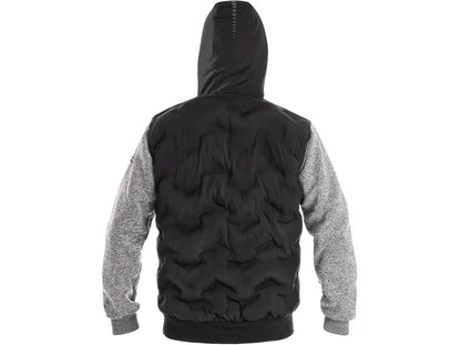 Felpa da lavoro FLINT uomo nero-grigio con pannelli isolanti, fodera in pile e tasche con zip – dettagli riflettenti, Vista posteriore – PWSTORE