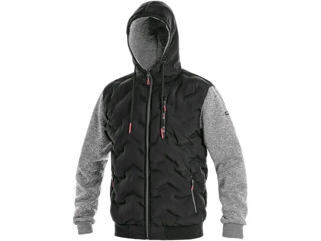 Felpa da lavoro FLINT uomo nero-grigio con pannelli isolanti, fodera in pile e tasche con zip – dettagli riflettenti – PWSTORE