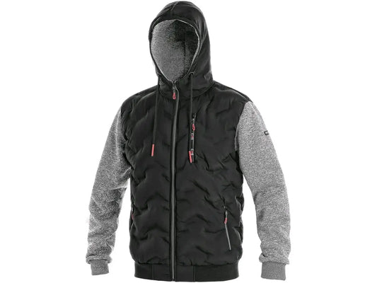Felpa da lavoro FLINT uomo nero-grigio con pannelli isolanti, fodera in pile e tasche con zip – dettagli riflettenti – PWSTORE