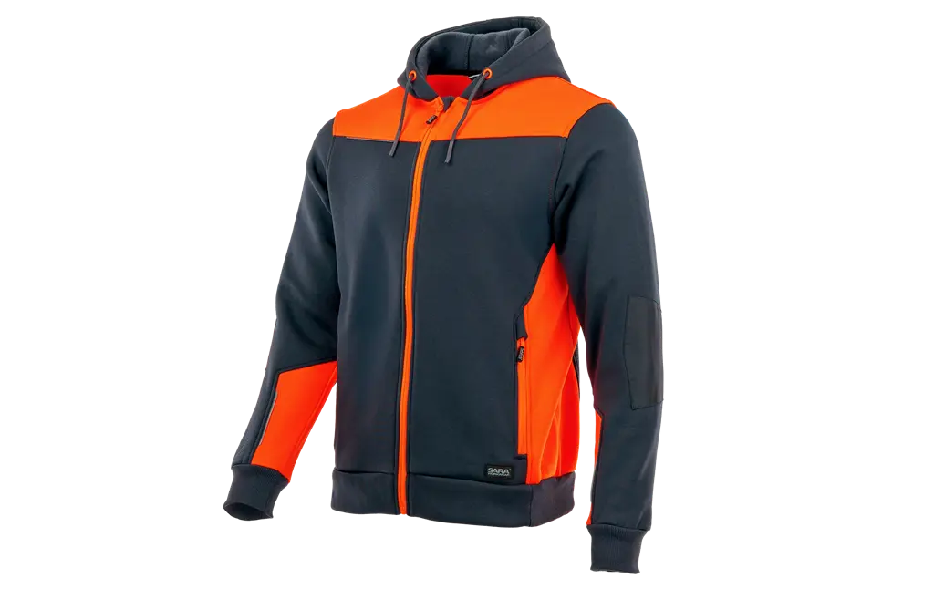Felpa da lavoro con cappuccio COMFORT PLUS colore antracite arancio