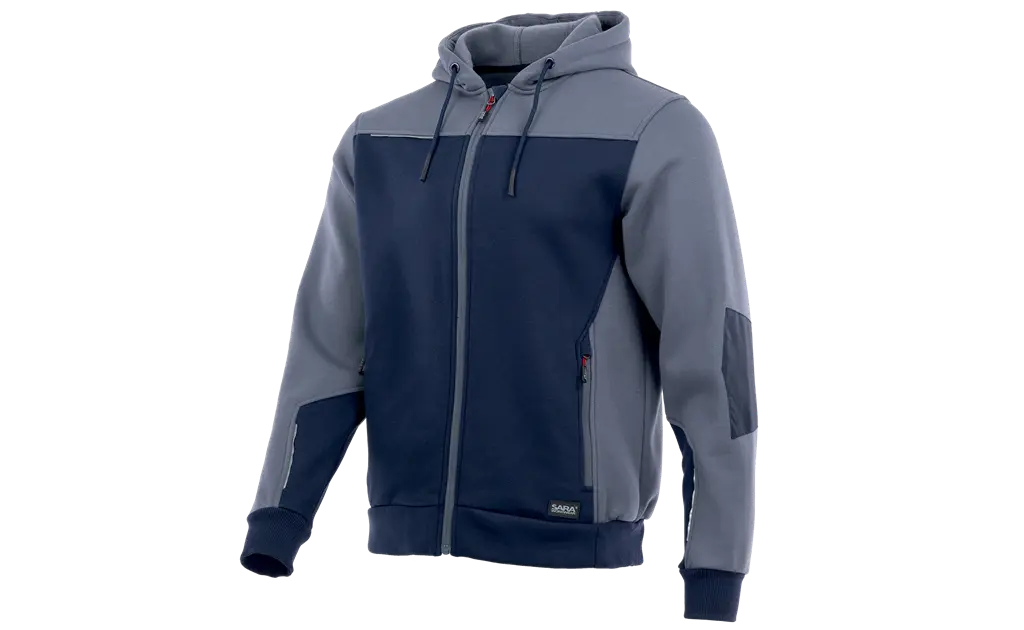 Felpa da lavoro con cappuccio COMFORT PLUS colore blu grigio