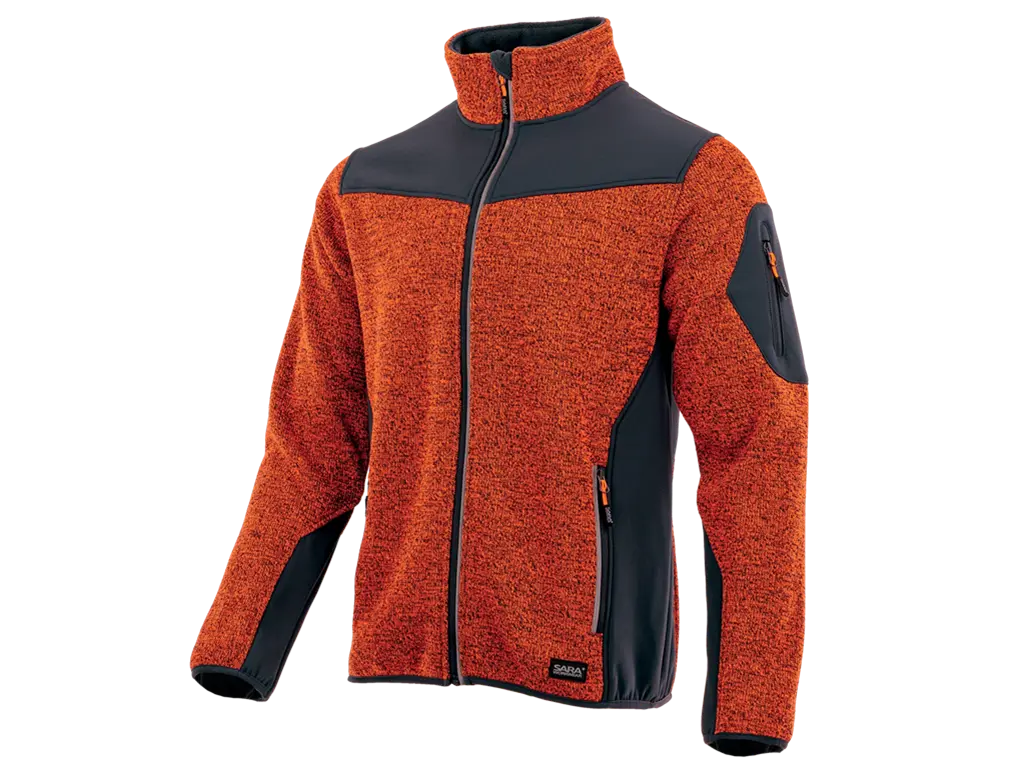 Felpa da lavoro Comfort Plus arancio nero con inserti softshell e zip
