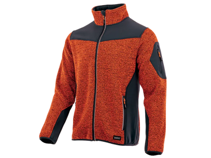 Felpa da lavoro Comfort Plus arancio nero con inserti softshell e zip