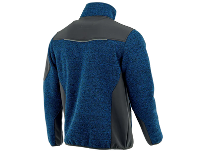 Felpa da lavoro Comfort Plus blu nero vista posteriore con inserti softshell