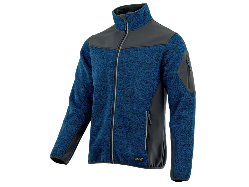 Felpa da lavoro Comfort Plus blu nero con inserti softshell e zip