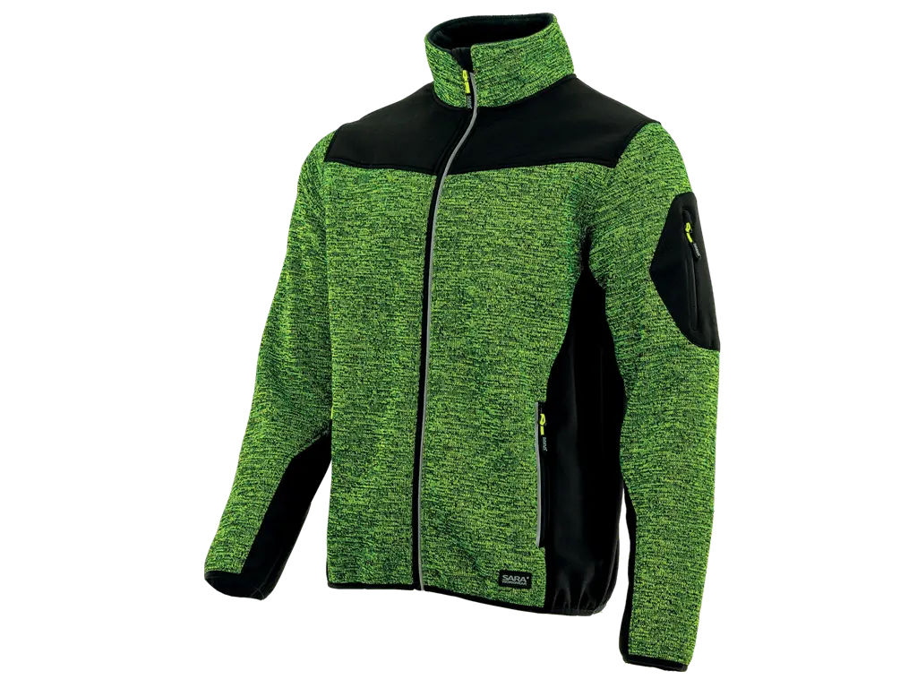 Felpa da lavoro Comfort Plus giallo nero con inserti softshell e zip