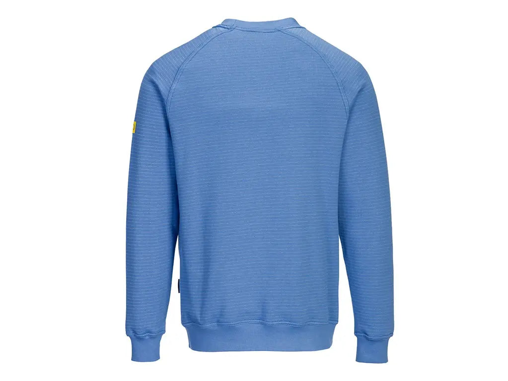 Felpa antistatica ESD Hamilton EN 1149-5 in cotone e fibra di carbonio, vista posteriore – PWSTORE