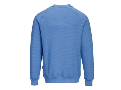 Felpa antistatica ESD Hamilton EN 1149-5 in cotone e fibra di carbonio, vista posteriore – PWSTORE