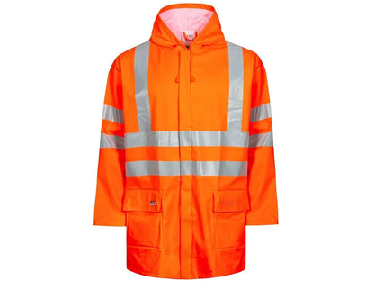 Giacca antipioggia alta visibilità ignifuga PU >20.000 mm con cappuccio per casco – PWSTORE