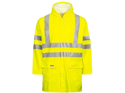 Giacca antipioggia Gialla alta visibilità ignifuga PU >20.000 mm con cappuccio per casco – PWSTORE