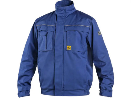 Giubbetto ESD ELEKTROTECHNIK blu – giacca antistatica EN 61340-5-1 / EN 1149-5 con zip coperta e tasche