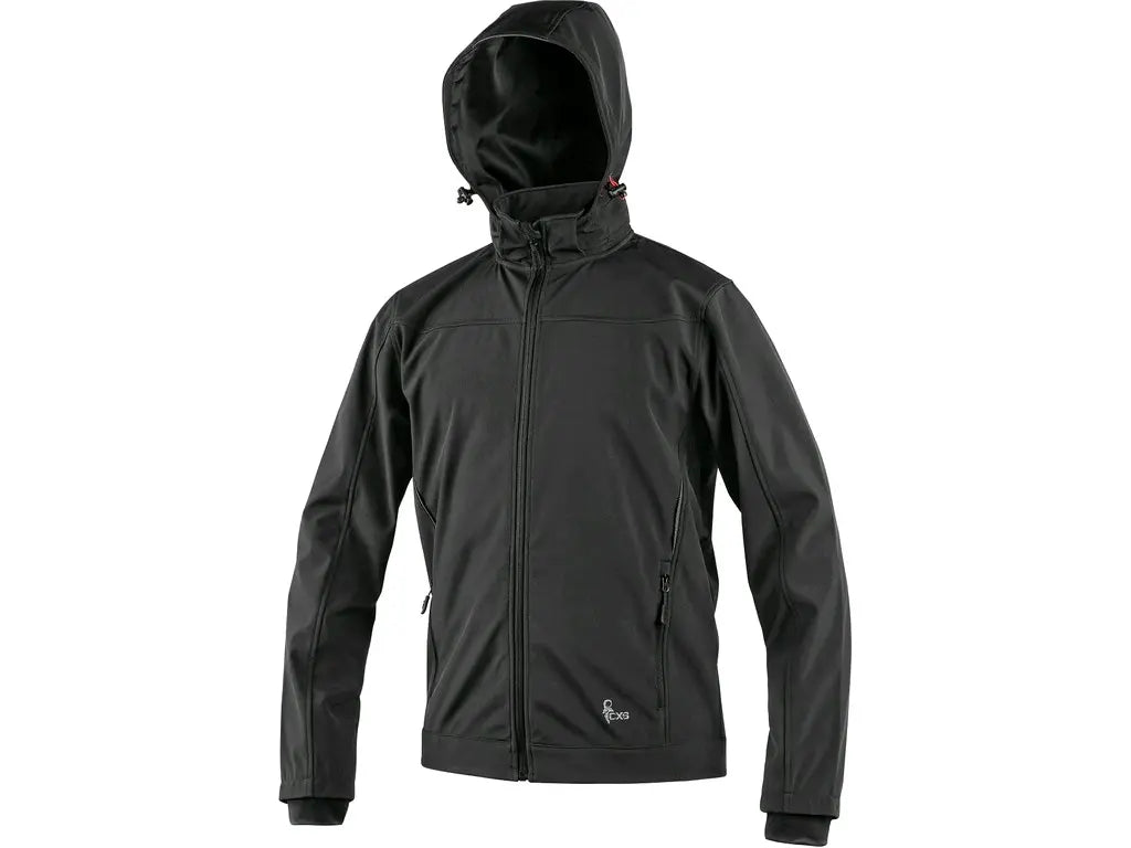 Giacca softshell uomo LAVAL nera impermeabile 10000 mm antivento con cappuccio staccabile