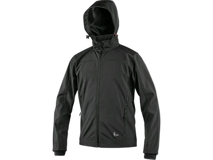 Giacca softshell uomo LAVAL nera impermeabile 10000 mm antivento con cappuccio staccabile