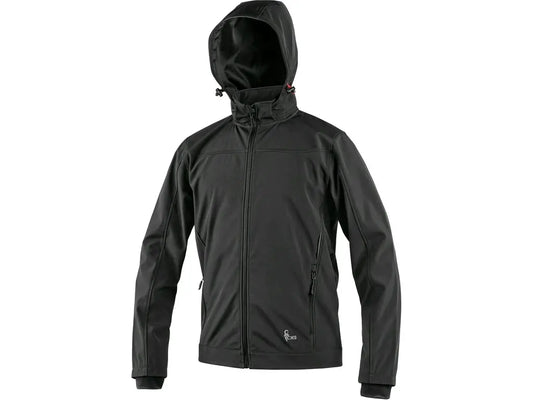 Giacca softshell uomo LAVAL nera impermeabile 10000 mm antivento con cappuccio staccabile