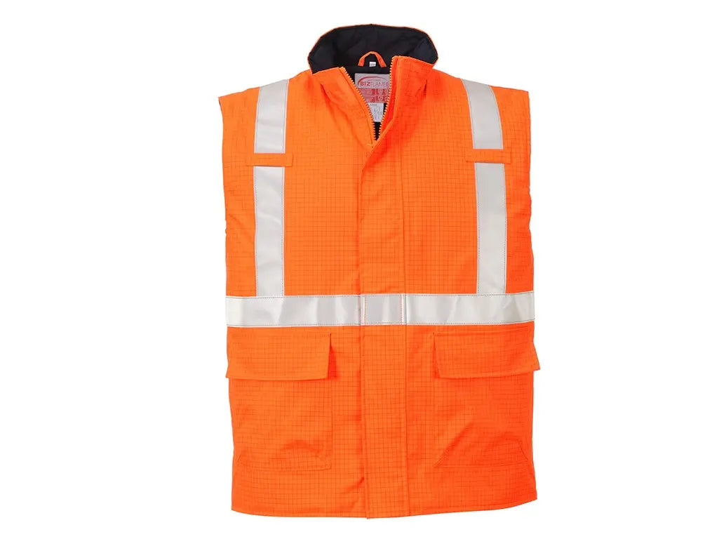 Gilet HV Arancio imbottito FR antistatico Bizflame Rain S776 con bande FR cucite – PWSTORE