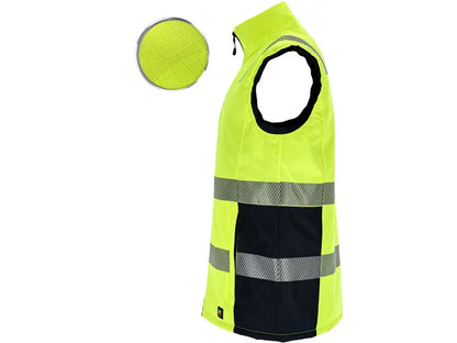 Gilet invernale alta visibilità con imbottitura trapuntata e colletto alto antivento