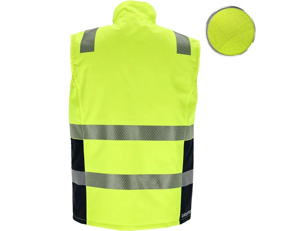 Gilet alta visibilità invernale LASER in Oxford 300D rip-stop imbottito, vista posteriore – PWSTORE