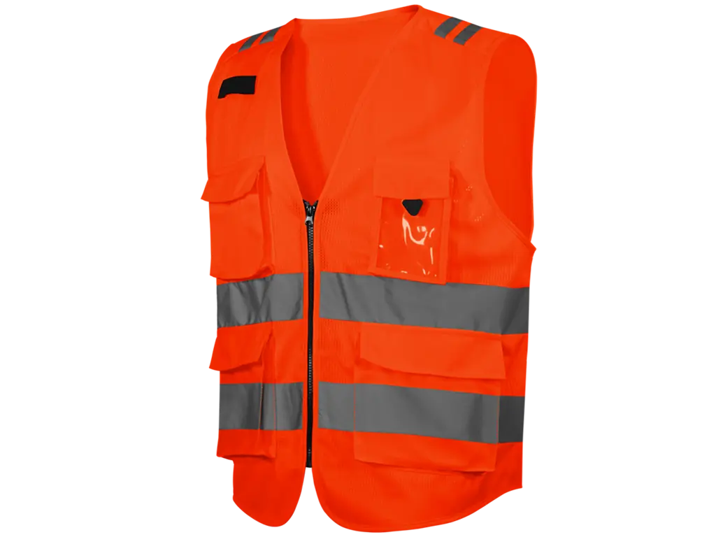 gilet alta visibilità arancio multitasche