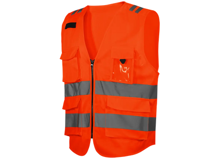 gilet alta visibilità arancio multitasche