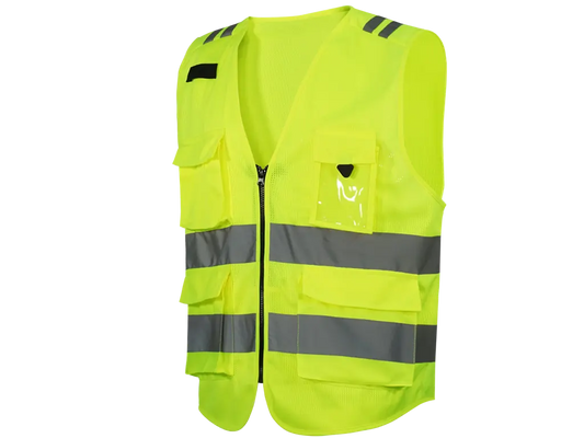 gilet hv giallo con porta badge e tasche operative