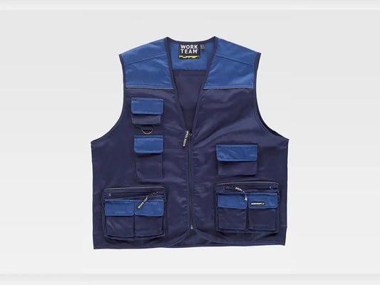  gilet da lavoro bi-colore multitasche leggero 190 g/m2