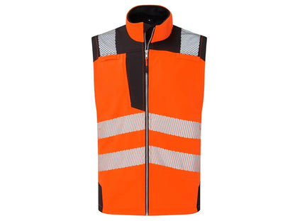 Gilet da lavoro Softshell alta visibilità Arancio PW3, antivento e impermeabile, bande riflettenti HiVisTex Pro, tasche multiple