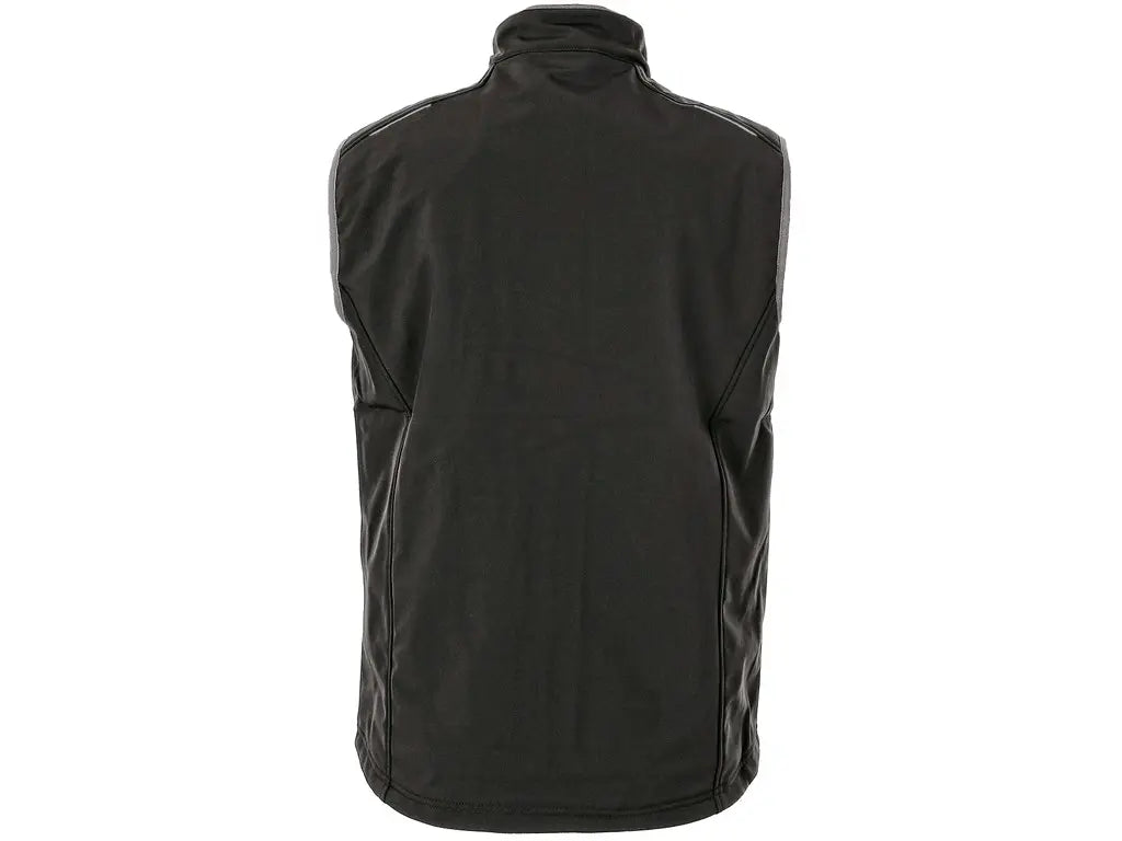 Gilet da lavoro Softshell TOPEKA uomo nero con membrana TPU 3.000 mm, Vista posteriore - PWSTORE
