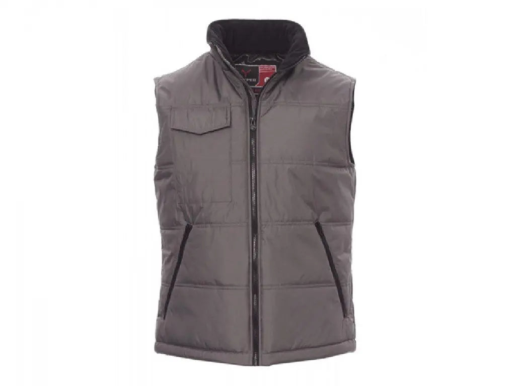 Gilet da lavoro PAYPER STAR grigio trapuntato con retro sagomato, vista frontale