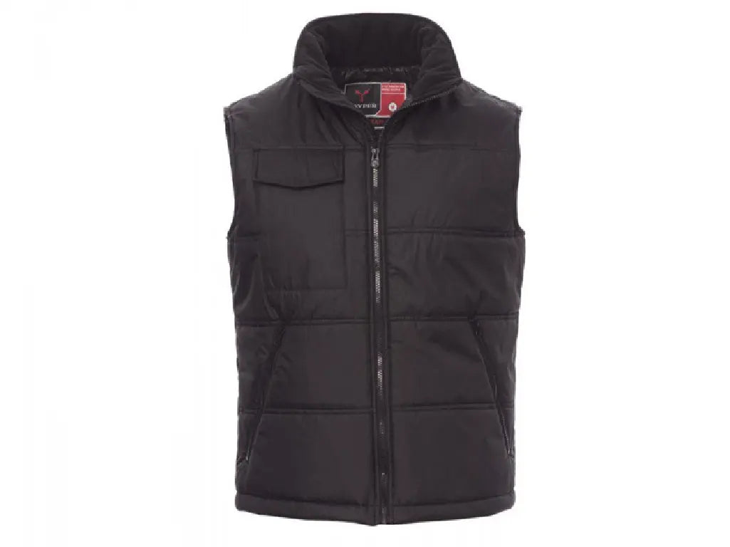Gilet da lavoro PAYPER STAR nero trapuntato con retro sagomato, vista frontale
