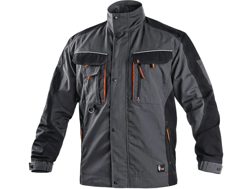 Giacca SIRIUS da lavoro uomo grigio con inserti arancio, massimo comfort. Ideale per manutentori, logistica e spedizioni