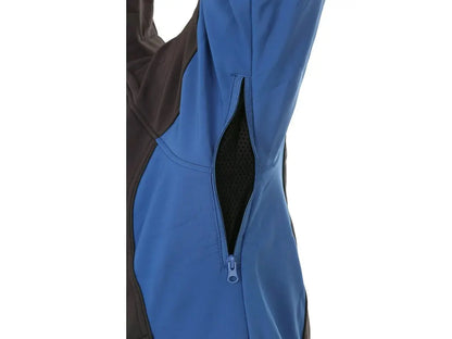 Giubbotto da lavoro softshell SACRAMENTO uomo grigio-blu 10.000 mm / 3.000 g, cappuccio staccabile, dettagli riflettenti, ventilazione– PWSTORE