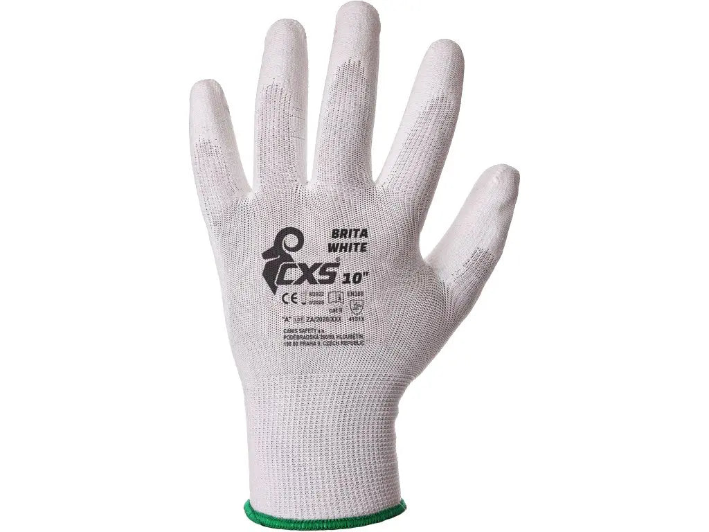 Guanti da lavoro BRITA WHITE in poliuretano con palmo rivestito PU – PWSTORE
