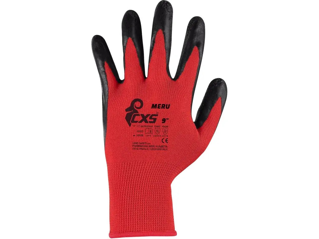 Guanti da lavoro MERU in lattice ondulato (crinkle) antiscivolo, grip su bagnato, calore da contatto 100 °C – Cat. II EN 388/EN 407 – PWSTORE
