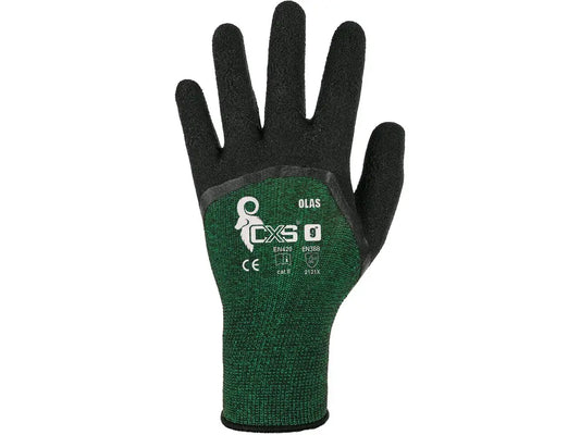 Guanti da lavoro OLAS in lattice foam 3/4 su maglia poliester+elastan senza cuciture, antiscivolo – Cat. II EN 388/EN ISO 21420 – PWSTORE