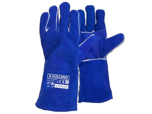 Guanti da lavoro per saldatura in pelle crosta – X-VULCANO, lunghezza 35 cm