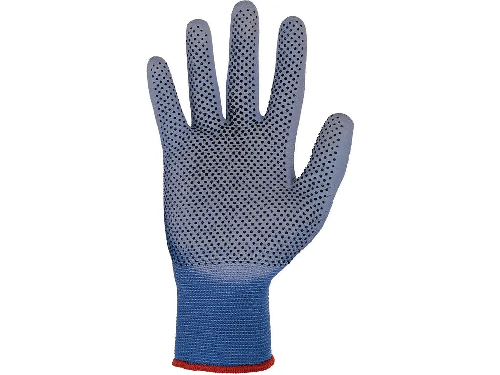 Guanti da lavoro BRITA DOTS in poliuretano (PU) con puntinatura PVC, maglia senza cuciture, vista palmo – Cat. II EN 388/EN ISO 21420 – PWSTORE