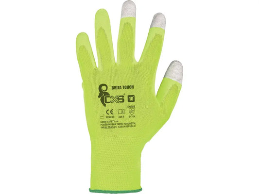 Guanti da lavoro BRITA TOUCH in poliuretano (PU), touchscreen pollice-indice-medio, maglia senza cuciture – Cat. II EN 388/EN ISO 21420 – PWSTORE