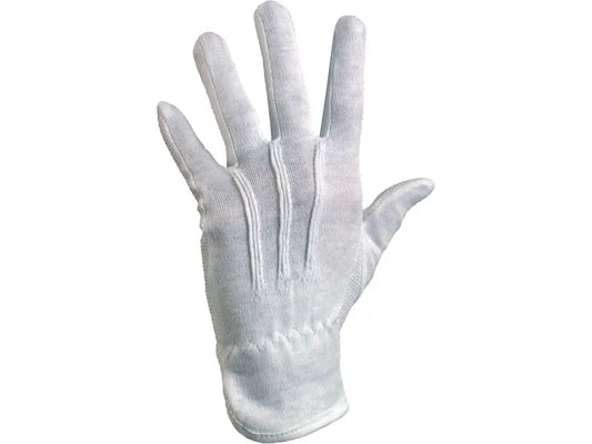 Guanti MAWA bianchi in tessuto di cotone con puntinatura PVC e polsino elastico – fourchette – Cat. I EN ISO 21420 – PWSTORE