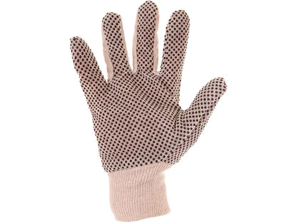 Guanti GABO in tessuto di cotone con puntinatura PVC e polsino elastico  vista palmo– taglia 10 – Cat. I EN ISO 21420 – PWSTORE
