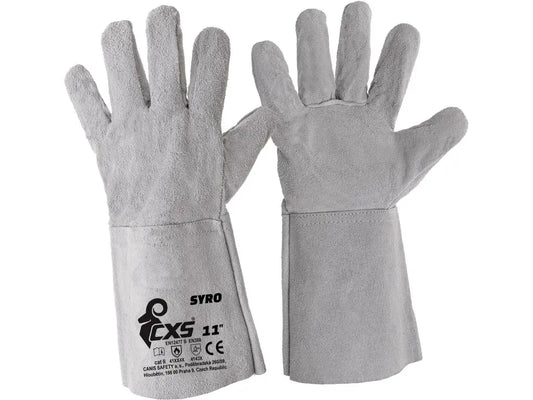 Guanti da lavoro per saldatura in pelle crosta bovina, tipo B, lunghezza 35 cm, certificati EN 388 e EN 12477