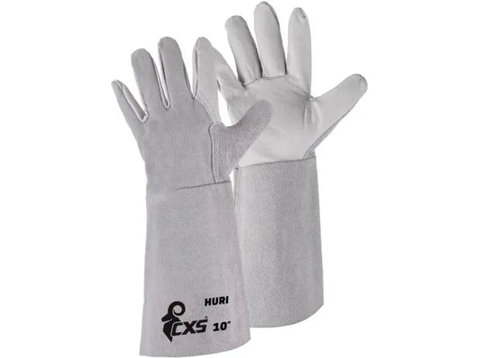 Guanti da lavoro per saldatore in pelle fiore e crosta, tipo B, con manichetta da 20 cm, certificati EN 420, EN 388, EN 12477